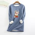 thumbnail image 2 of AOOCHASLIY Clearance Womens Tops Thick Fleece Sweatshirt Christmas Print Velvet Warm O-neck Underwear Top, 2 of 3