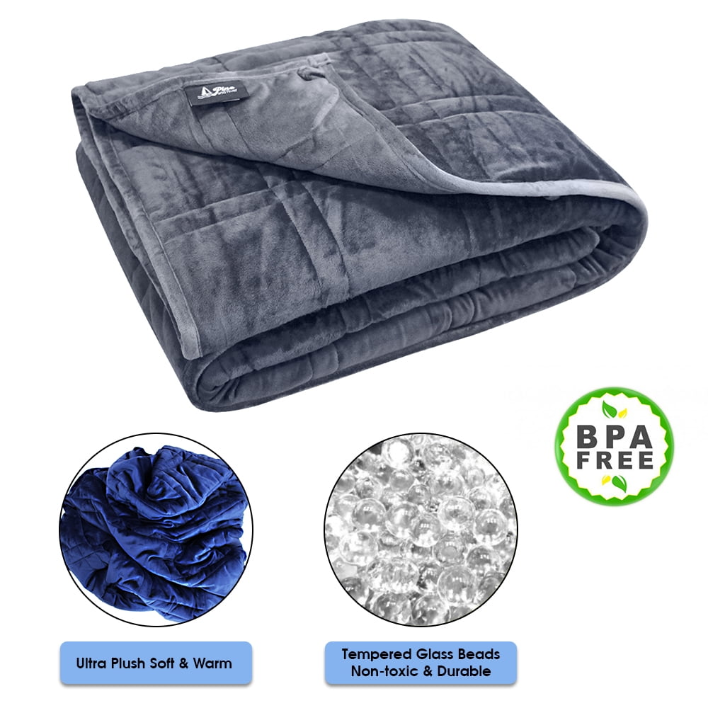 Ultra Plush Pine & River Minky Weighted Blanket (60"x80", 20 lb) in Grey