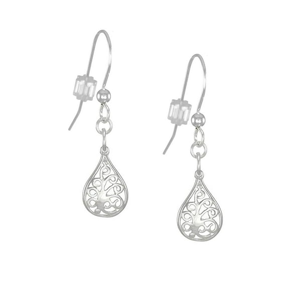Tiny Everyday .925 Sterling Silver Filigree Teardrop Earrings