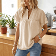 thumbnail image 3 of SOMER Women's Ruffle V-Neck Peplum Style Blouse Flowy Swiss Dot Top with Lace Trim, Dressy Casual Short Sleeve for Work, 3 of 6