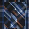 thumbnail image 6 of Coevals Club Men's Western Shirt Cowboy Plaid Country Pearl Snap Button Long Sleeve Two Pockets Work Shirts 05 Blue Black Orange X-Large, 6 of 8