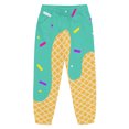 thumbnail image 2 of Girls Boys Pants Elastic Waistband Sweatpants With Melting Ice Cream Cone Pattern Funny Jogging Baseball Style Sports Pants Green 10-11 Years, 2 of 5