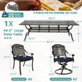 thumbnail image 3 of MEETWARM 9-Piece Outdoor Patio Dining Set for 8, All Weather Cast Aluminum Patio Funiture Table and Chairs Set- 94.5” Rectangular Table and 2 Swivel Rocker Chairs, 6 Stationary for Garden, Navy Blue, 3 of 8