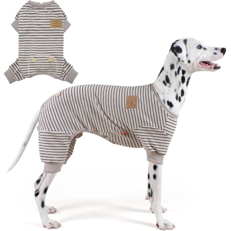 KYEESE Dog Pajamas Ivory Brown Stripe Dog Pjs Dog Pajamas for Large Dogs 3XL