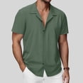 thumbnail image 2 of BiZtdJrK Mens Muscle Dress Shirts Short Sleeve Business Casual Button Down Hawaiian Shirt Summer Vacation Travel Tops Army Green S, 2 of 9