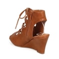 thumbnail image 3 of Nature Breeze EB08 Women Leatherette Open Toe Gilly Tie Low Wedge Sandal, 3 of 5
