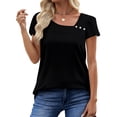 thumbnail image 3 of UVN Womens Summer Blouses Short Petal Sleeve Square Neck Ladies Button Shirts Dressy Casual Tunic Tops, 3 of 9