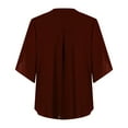 thumbnail image 4 of USSUMA Summer Tops for Women 2025 Fashion Women Casual Chiffon Short Sleeve V-Neck Solid Loose Tops Blouses Casual Sales Wine Polyester XXL, 4 of 4
