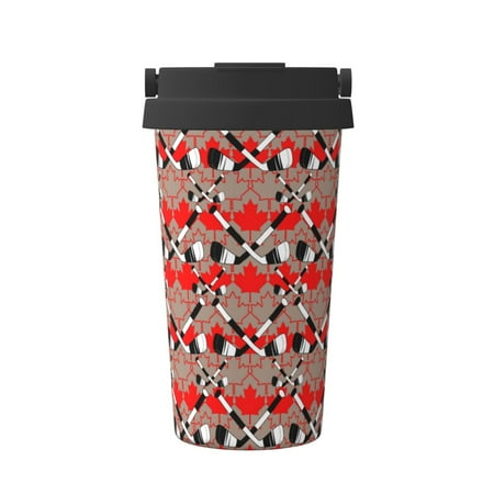 

Logiee Hockey With Maple Leaves Print Stainless Steel Coffee Tumbler Travel Coffee Mug Insulated Coffee Mug with Lid Spill Proof Coffee Cup Portable Thermal Mug