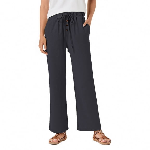 IDALL Wide Leg Pants Woman Lounge Pants Women Linen Pants Women's Lightweight Cargo Pants Jogging Bottoms Plain Elegant Hiking Pants Oversized Festive Pants Baggy Pants Womens Pants Black L