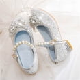 thumbnail image 2 of FAHXNVB Girls Mary Jane Princess Shoes Non Slip Pearl Strap Rhinestone Bow Dress Shoes Wedding Summer Sparkly Shoes 4-12.5 Years, 2 of 6