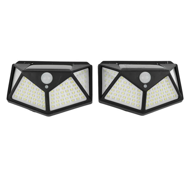 Lámpara De Pared Solar, 100 LED Luz De Detección Solar Alto Brillo 2 Piezas Ahorro De Energía Sensible A 4 Lados Para Patio
