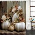 thumbnail image 2 of White Pumpkins Fall Shower Curtain, Waterproof Shower Curtains for Bathroom, Thanksgiving Floral Oil Painting Washable Fabric Bathtub Curtain Set Bath Decor with 12 Hooks 72"x78", 2 of 8