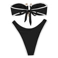 thumbnail image 5 of Daznico Women's Bikini Set, Bandeau Push Up Top with Contrast Thong Bottoms,S, 5 of 5