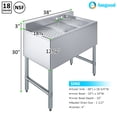 thumbnail image 3 of AmGood 36 in. x 19 in. Two Compartment Under Bar Sink With 12 in. Left Drainboard | Stainless Steel Commercial Two Bowls Underbar Sink NSF., 3 of 4