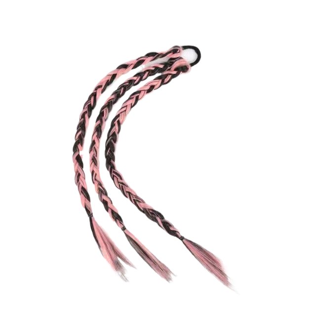 Vogacara Peluca trenzada sin costuras, lazo de pelo ligero, cola de caballo alta, tres hebras, cola de caballo alta para chica caliente, solo Cuidado del cabello Rosa