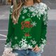 thumbnail image 2 of Jersey de forro polar Gibobby Sudadera casual estampada cuello redondo navideño mujer verde M, 2 of 4