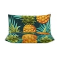 thumbnail image 3 of 3 Pcs Soft Bedding Set, Includes 1 Duvet Cover with Zipper And 2 Pillow Shams,A Close Up of A Pineapple And Palm Leaves Pattern Twin(86"x70"), 3 of 8