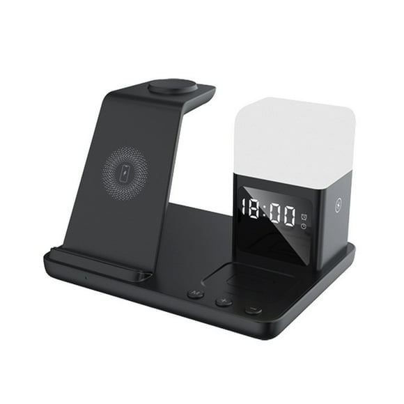 Matoen12 6 in 1 Desk Lights, Alarm Clock, Night Light, Wireless Charger for Mobile Phone - Charging Stand Dock for Headset