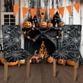 thumbnail image 2 of 6 Pcs Halloween Chair Covers for Dining Room, Black Halloween Stretch Removable Dining Chair Cover Set of 6, Spider Web Chair Slipcovers Seat Protector for Halloween Restaurant Decor, 2 of 6