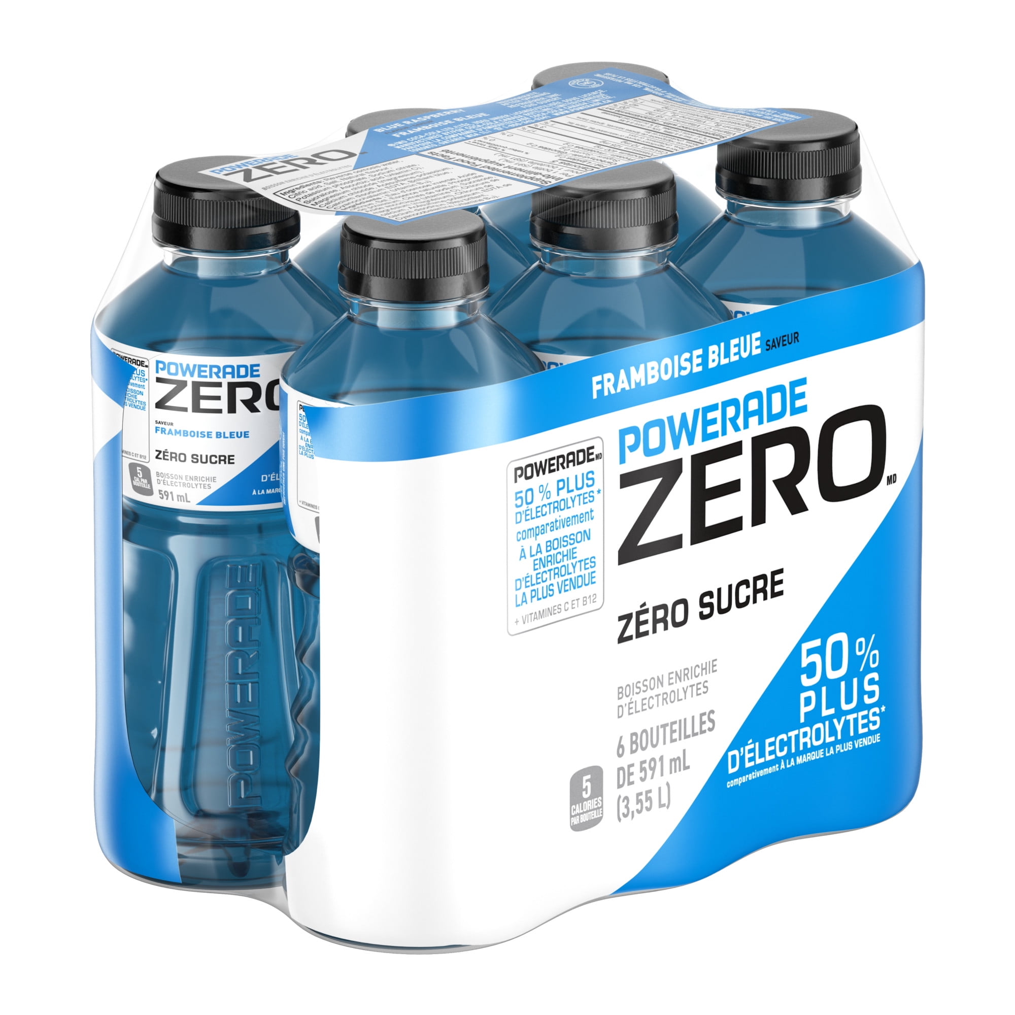Powerade Zero Blue Raspberry Bottles, 591 mL