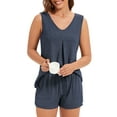 thumbnail image 3 of Smilooen pajamas set for woman short sleeve for woman 2 piece V Neck Summer lounge set Sleepwear,S-2XL, 3 of 7