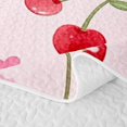 thumbnail image 5 of Erosebridal Pink Red Cherry Bow Quilt King, Cute Love Heart King Coverlet Set for Girls Teens, 3 Pieces, 5 of 7