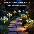 thumbnail image 3 of Rirool 2 Pack Solar Flower Lights Outdoor, 28 LED Waterproof Pink Blue Lily Garden Stake Lights, Dusk to Dawn Solar Pathway Decor for Yard Patio Lawn Flowerbed Walkway Camping Gifts, 3 of 8