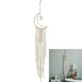 thumbnail image 3 of Tapiz de pared de macramé hecho a mano para sala de estar y dormitorio, tapiz de atrapasueños de algodón beige, tapiz tejido de luna bohemia, 3 of 7