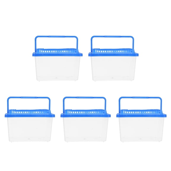 UPGRATOR Raindrops 5pcs Turtle Carrier Fish Tank for Kids Clear Plastic Storage Box Aquarium Tank