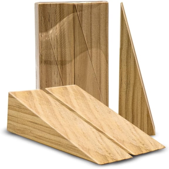 GIXUSIL 8 Pack Door Stoppers Small Wooden Door Wedge, Triangular Soild Wood Non-Slip Doorstop, Sturdy and Durable, Door Security Fit for Bottom of Door Wooden Floor Tile (Natural)
