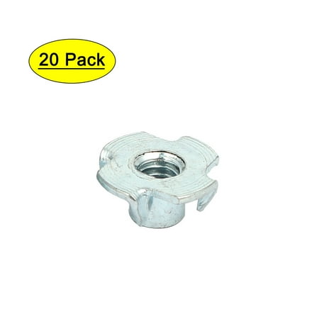 

1/4 Thread Dia 8mm Height 4 Prongs Full Threaded T-Nut Tee Nuts 20pcs