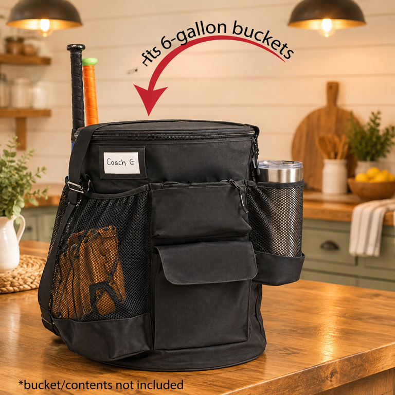 Baseball Bucket Cover Organizer with Padded Seat, Fits 6 Gallon Buckets ...