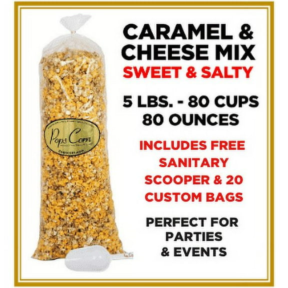 Gourmet Caramel Popcorn & Cheese Popcorn Mix-Sweet & Salty-Chicago Mix-Free SANITARY scooper included!