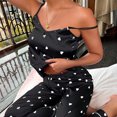 thumbnail image 4 of Tnhcen Women's Ice Silk Spaghetti Strap Pajama Set with Heart Print & Long Pants Lounge Wear Soft Stretchy Sleepwear for Women S-XL Sizes Cozy Homewear, 4 of 6