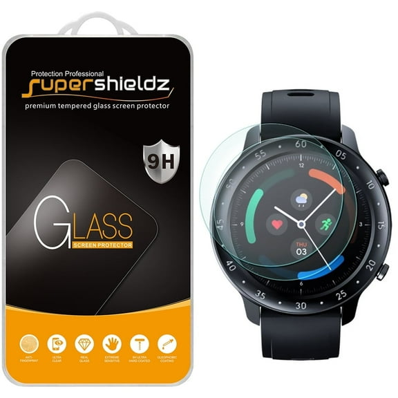 [2-Pack] Supershieldz for Ticwatch GTX Tempered Glass Screen Protector, Anti-Scratch, Anti-Fingerprint, Bubble Free