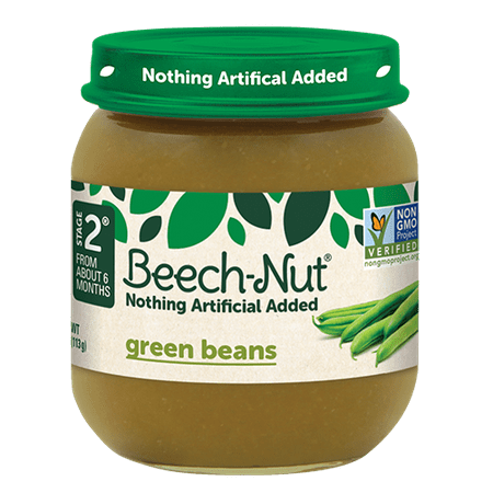 (10 Jars) Beech-Nut Baby Food Jar, Stage 2, Green Beans, 4