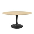 Dining Table, Oval, Wood, Black Brown Natural, Modern Contemporary