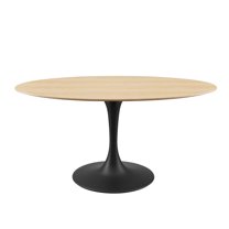 Dining Table, Oval, Wood, Black Brown Natural, Modern Contemporary Urban Design, Kitchen Room Cafe Bistro Restaurant Hospitality