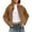 Brown, variant on OGLCCG Womens Cropped Pea Coats Zip Up Casual Wool Blend Bomber Jackets Fall Winter Trendy Long Sleeve Short Outerwear with Pockets,L,Brown