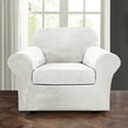 thumbnail image 3 of Velvet Plush Sofa Covers, Armchair Loveseat Couch Slipcover with Separate Cushion Cover (White, For Armchair ), 3 of 11