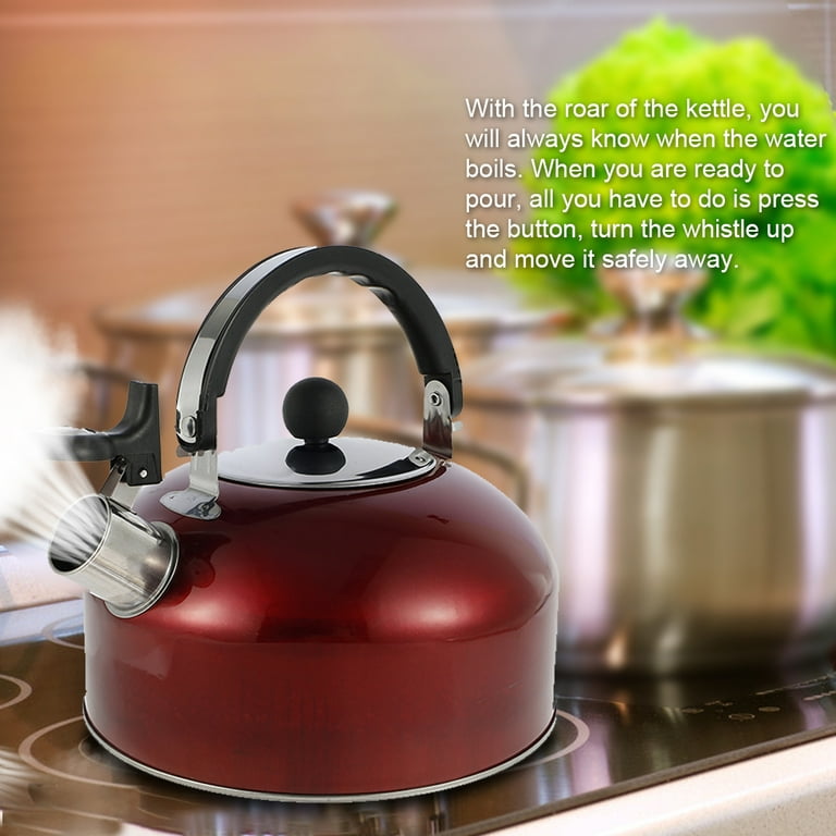  3.17QT Stainless Steel Whistling Tea Kettle, Compatible with  All Burners Including Induction, Foldable Handle, 18/10 Stainless Steel Kettle  Tea Kettle Red 3L: Home & Kitchen