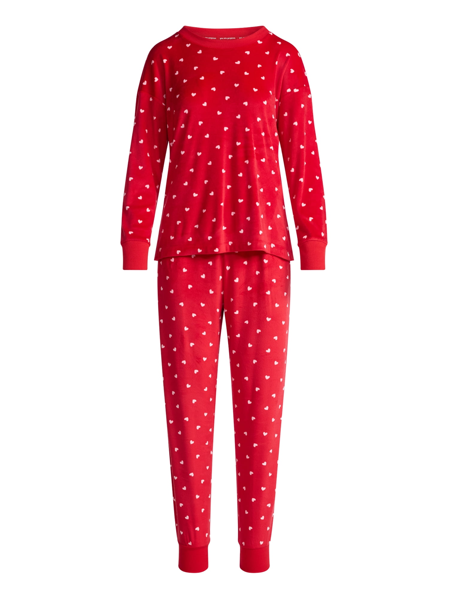 Joyspun Women’s Stretch Velour Long Sleeve Top, Pants, and Socks Pajama Set, 3-Piece, Sizes XS-4X
