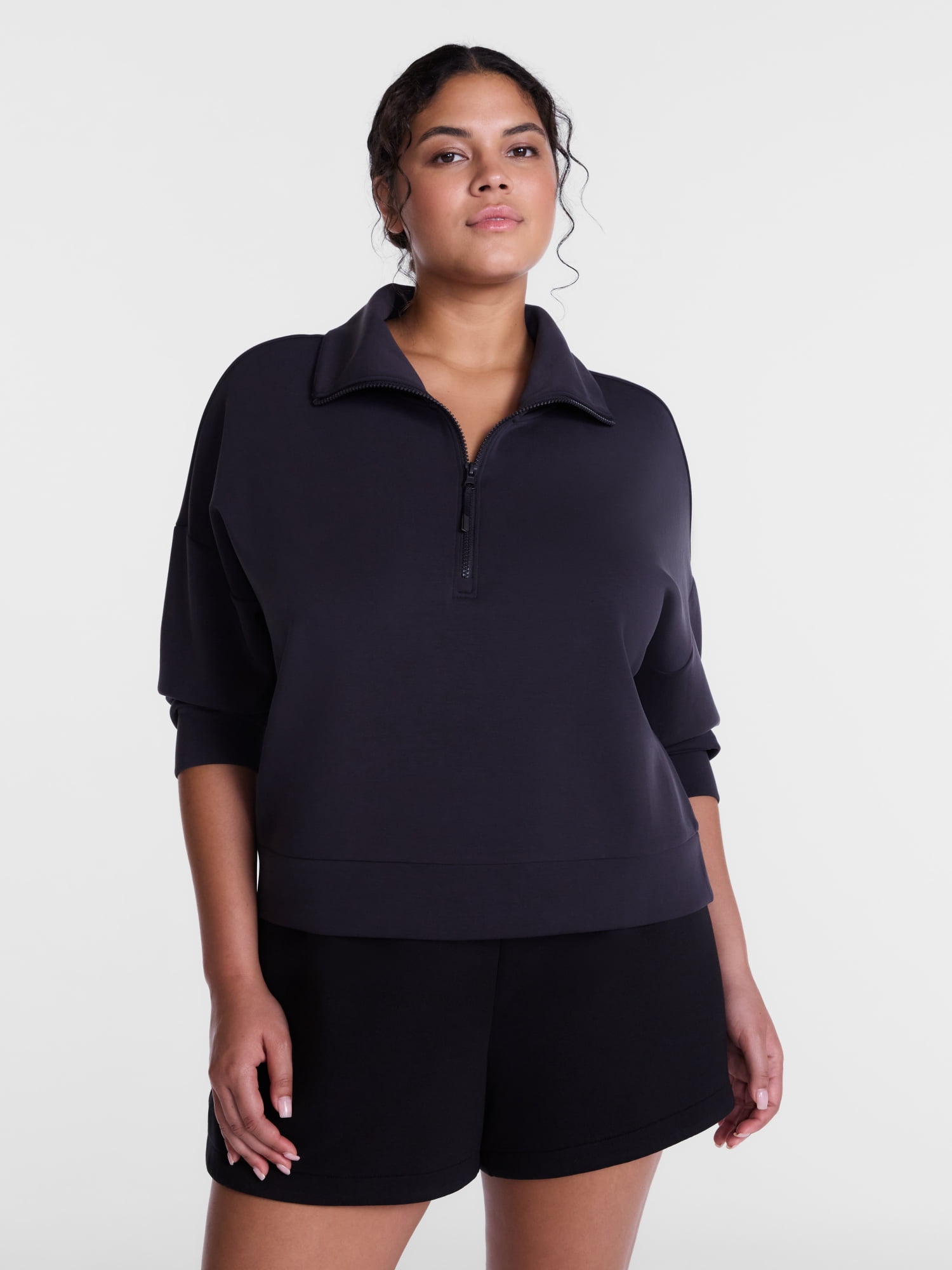 Avia Women's and Women's Plus Quarter-Zip ScubaKnit Pullover, Sizes XS-4X