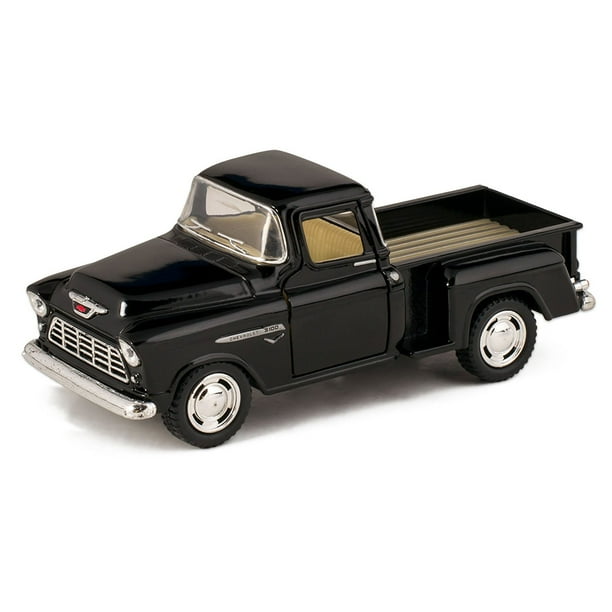 Black 1955 Chevy Stepside Pick-Up Die Cast Collectible Toy Truck, Made