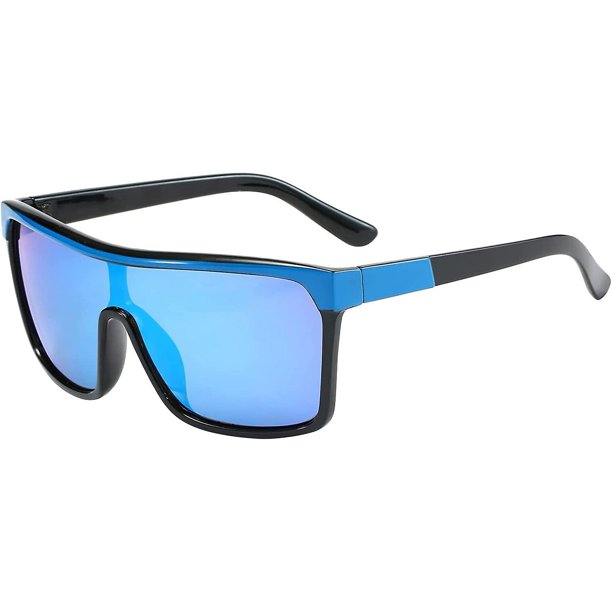 Liangnv Gafas de sol planas de una pieza para mujer y hombre, gafas de sol cuadradas de gran tamaño, moda Retro de los años 70 y 80, gafas siamesas grandes y grandes