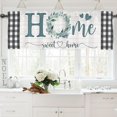 thumbnail image 3 of Home Sweet Home Eucalyptus Leaf Wreath Kitchen Curtains Valance for Window, Seasonal Spring Summer Farmhouse Short Half Topper Rod Pocket, Vintage Buffalo Plaid Home Living Room Bedroom Decor 54 x 18, 3 of 6