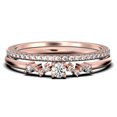 thumbnail image 1 of ZigZag Style 1.10 Carat Round Cut Diamond Moissanite Unique Style Engagement Ring, Slim Ring, Wedding Ring in 925 Sterling Silver With 18k Rose Gold Plating, Bridal Set, Matching Band, 1 of 4