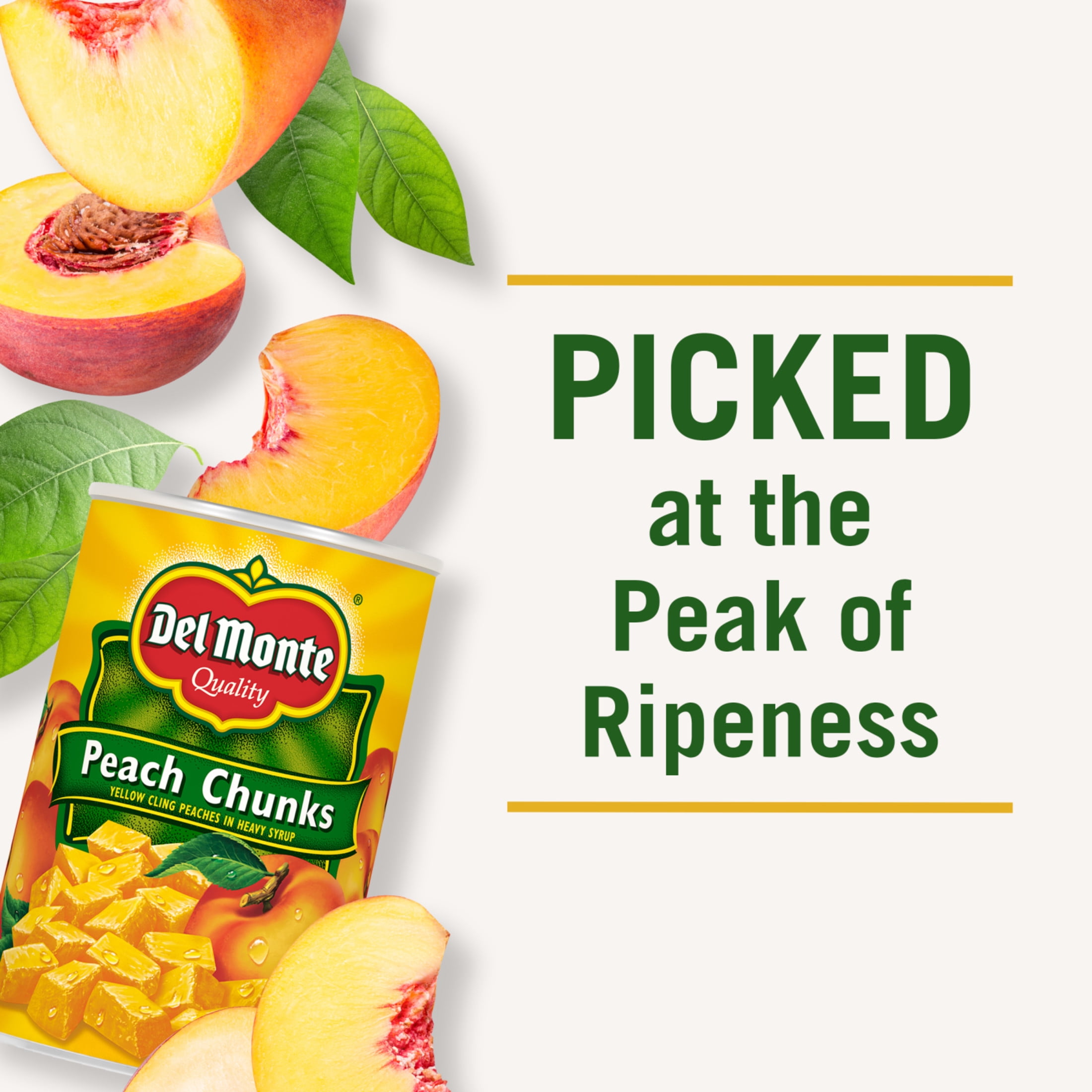 (2 pack) Del Monte Yellow Cling Peach Chunks, Canned Fruit, 15.25 oz Can