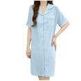 thumbnail image 2 of NominalSnug Nightgowns for Women Short Sleeve Button down Nightshirts Knee Length Sleepshirts with Pockets, 2 of 7